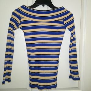 Off the Shoulder Striped Long Sleeve